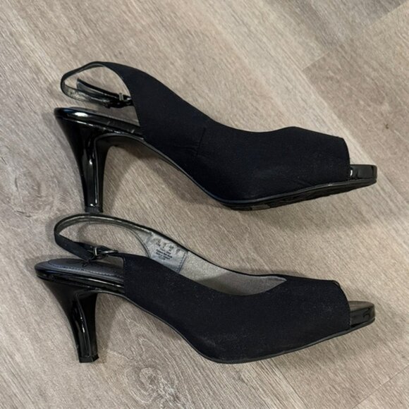 Life Stride Black Slingback Peep-Toe Heels - Picture 5 of 16